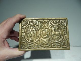 Tiffany Studios Bronze Zodiak Pattern Hinged Cigar Or Desk Item Box 810
