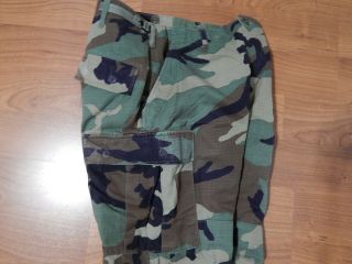 Us Army Woodland Camo Cargo Pants Combat Bdu Size Small Extra - Short