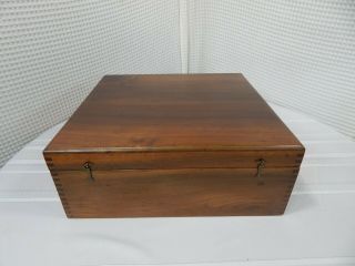 Vintage Very Large 17 " X16 " Walnut/mahogany Wood Box Mortise & Tenon Corners