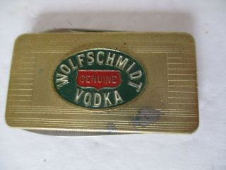 Vintage Imperial Money Clip Pocket Knife W/ Wolfschmidt Vodka Advertisement