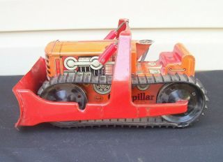 Vintage Marx Pressed Steel Caterpillar Bulldozer Climbing Tractor Wind - Up Toy