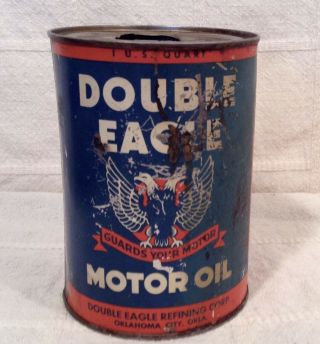 Vintage Double Eagle Motor Oil 1 Qt.  Metal Can Double Eagle Refining Corp.  Okla.