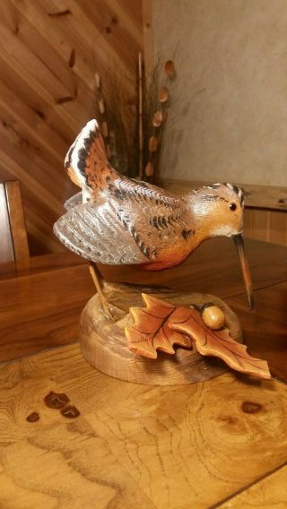 Woodcock Wood Carving Upland Game Bird Carving Duck Decoy Casey Edwards