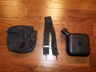 U.  S Military Style 2 Quart Black Tactical Canteen,  Cover,  Strap