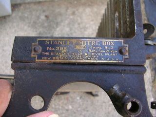 STANLEY ANTIQUE MITER BOX NO.  358 Frame NO.  3 (BASE ONLY) ARM MOVES SMOOTH. 2