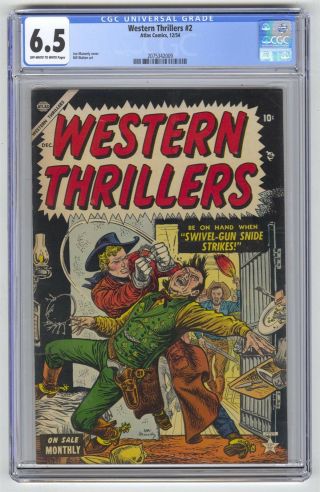 Western Thrillers 2 Cgc 6.  5 Vintage Marvel Atlas Comic Golden Age 10c