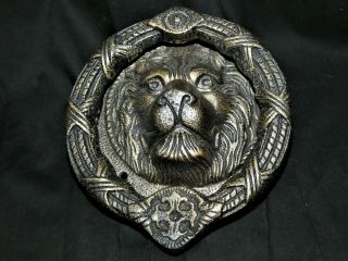 Unique Vintage Solid Brass,  Hard To Find Lion Head Door Knocker Regal Detailed