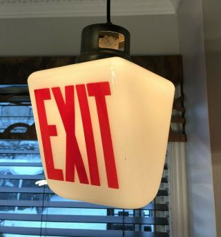 Vtg Double Sided Light Sortie Exit Sign With Fixture Cinema Movie Theater 1950