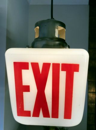 Vtg Double sided Light Sortie Exit Sign With Fixture Cinema Movie Theater 1950 2
