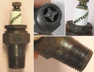 Vintage Watters Spark Plug – N.  O.  S.  With ½” Threads