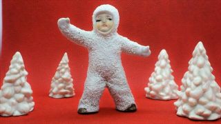 Vintage Antique Bisque Christms Large Standing Snowbaby Snow Baby Child Germany