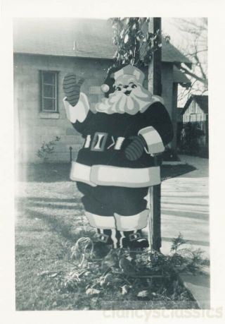 1935 Christmas Cardboard Santa Greeting You On Walkway
