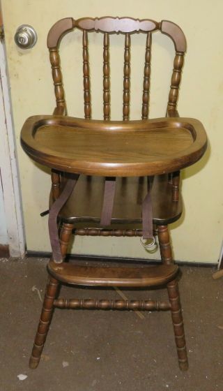 Vtg Wood Wooden Highchair High Chair Jenny Lind