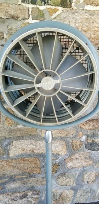 Vintage Westinghouse Pedestal Floor Fan Metal Stand Blue 2 Speeds 2
