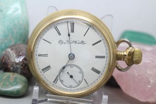 Vintage Elgin 1891 18s Gold Filled Open Face Pocket Watch Running