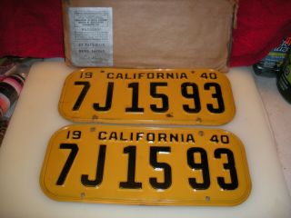 Vintage 1940 California Pair License Plates Yom Dmv Clear Plates