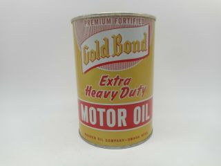 Vintage Gold Bond Extra Heavy Duty Motor Oil One Quart Tin Advertising Full Can