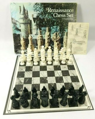 Vintage 1959 Lowe Renaissance Chess Set W/ Box No 831 From Anri 4 " Kings