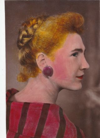 1960s Pretty Young Woman Teen Girl Fashion Hand Tinted Old Russian Soviet Photo