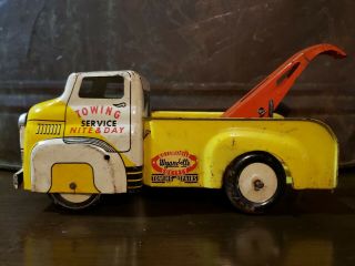 Vintage Wyandotte Pressed Steel Tow Truck Service Toy 9 " Long