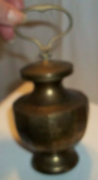 Vintage Brass Holy Water Pot Vessel w/ Finger Handle & Inner Cup Gangajal 2