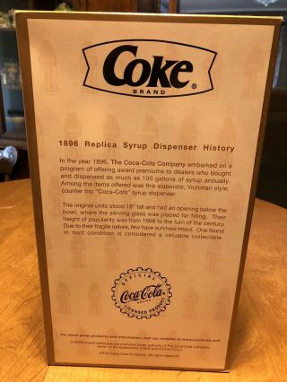 1998 NIB Coca Cola Cookie Jar Ceramic Vintage Syrup Dispenser RARE FIND 2
