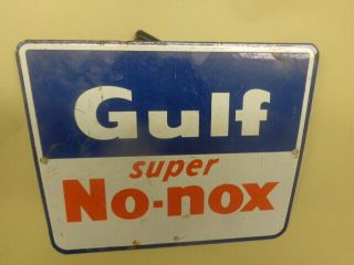 Vintage Gulf Gas Pump Sign Gulf No Nox Porcelain Pre Owned