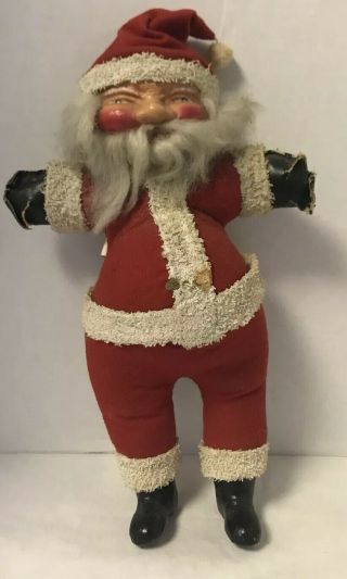 Vintage Wwii 40’s Era Santa Claus Stuffed Doll 12” Painted Face Hard To Find