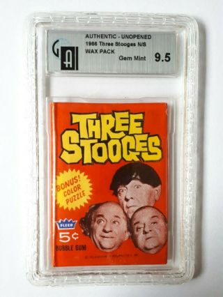 Vintage 1966 Fleer Three Stooges Wax Pack Gai 9.  5 Gem Wow