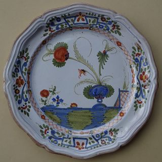 Garofano Antique Italian Faience Pottery Blue Carnation Charger Plate Faenza