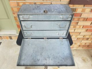 Vintage Galvanized Metal Industrial 3 Drawer Tool Box/parts Cabinet Riveted