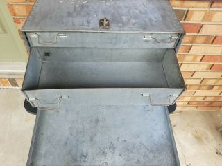 Vintage Galvanized Metal Industrial 3 Drawer Tool Box/Parts Cabinet Riveted 3