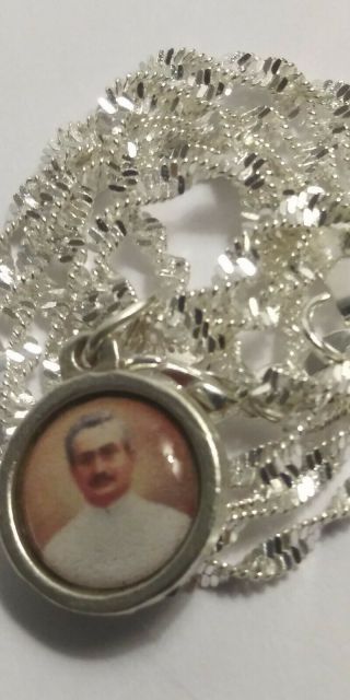 Saint Giuseppe Moscati Relic Pendant Necklace 20 Inch 925 Chain Italian Doctor