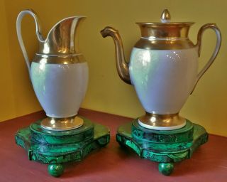 Pair 2 Faux Malachite Wood Display Stands Vase Statue Urn French Russian Empire