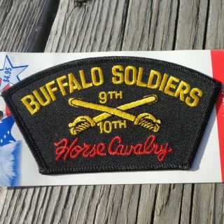 Army Buffalo Soldiers 9th 10th Horse Cavalry 5.  25 " X 2.  75 " Iron On Hat Patch Nos