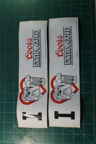 Vintage Bumper Stickers 2 Coors Extra Gold Beer Bulldog 1986