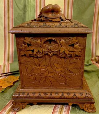 German Vtg Black Forest Wood Carved Box & Insert A.  Boisselier Sculpteur Fab