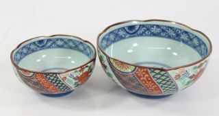 Japanese Imari Porcelain Set of 10 Dinner Bowls in Black Wood Box 3