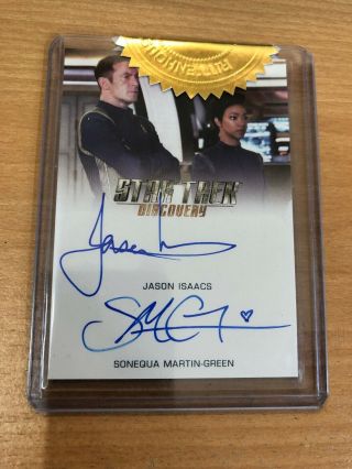 Star Trek Discovery Season 1 Sonequa Martin Green / Jason Isaacs Dual Autograph