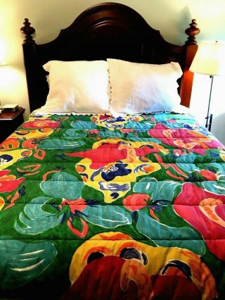 Rare Vintage Ralph Lauren King Comforter Colorful Bright Matisse Island Sea Euc