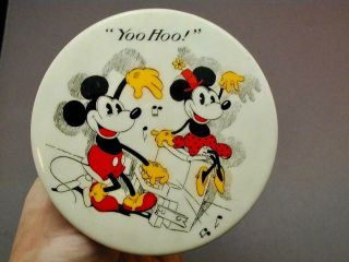 Vintage 1930s Mickey Mouse Minnie Mouse “yoo - Hoo” Disney Great Britain Button