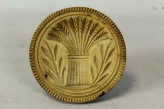 A Very Fine Late 18th C Butter Stamp With " Sheaf Of Wheat " Old Color And Patina