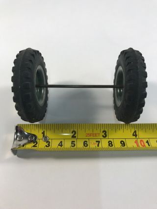 Vintage Toy Car/truck/tractor Axle Rubber Tires Metal Wheels