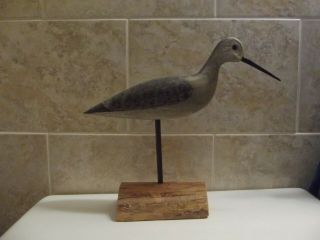 Vintage H.  V.  Shourds Shorebird Decoy Carved Wood Bird