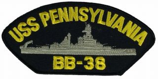 Uss Pennsylvania Bb - 38 Patch Usn Navy Ship Lead Class Battleship Dreadnought