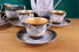 13 Pc Vintage Japanese Hand Painted Moriage Raised Dragonware Tea Set