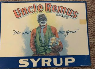 Uncle Remus Brand Syrup Metal Sign Black Memorabilia 16 X 12