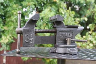 Vintage Fuller 3 - 1/2 " Swivel Anvil Bench Vise With Pipe Grips Made In Japan