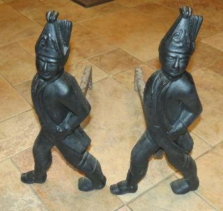 Vintage Hessian Soldier Andirons 19 1/2 " - Exc