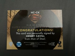 Cryptozoic CZX DC heroes & Villains Henry Cavill Clark Kent Autograph /20 2